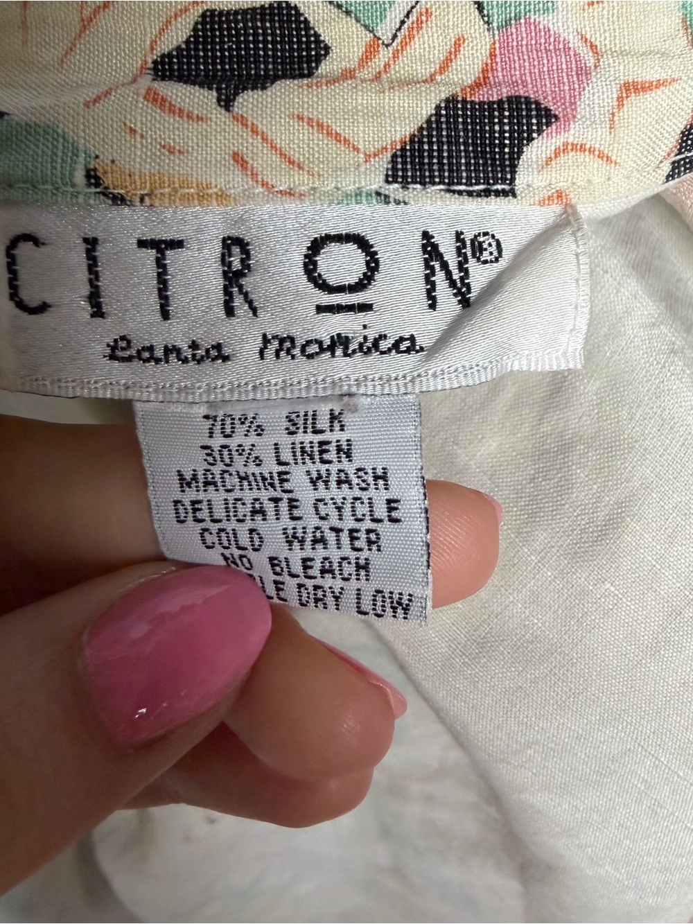 Vintage Citron Santa Monica Butterfly Print Button-Front Shirt Jacket Silk Linen - Picture 6 of 8